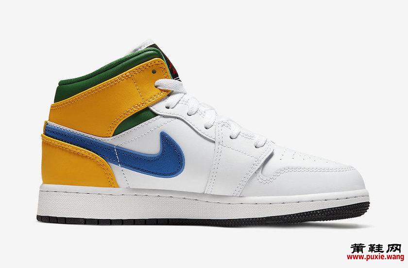 Air Jordan 1 Mid GS 鸳鸯设计 货号：554725-128  发售价格：$ 90 USD