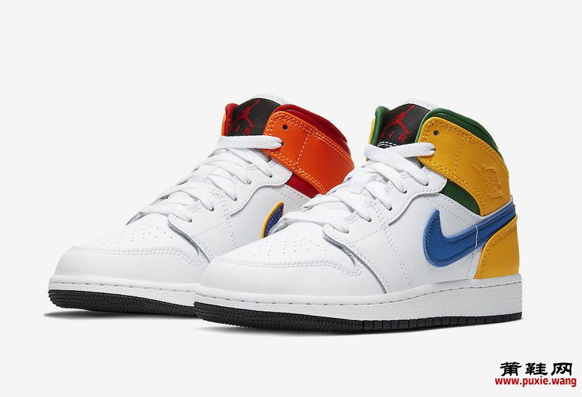 Air Jordan 1 Mid GS 鸳鸯设计 货号：554725-128  发售价格：$ 90 USD