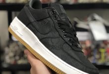 fragment x CLOT x Nike Air Force 1 陈冠希藤原浩三方联名 低帮黑丝绸空军 货号：CJ5290- 100