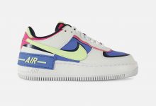耐克空军一号阴影释放在伏特，蓝宝石和粉红色 货号：CJ1641-100