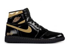 乔丹1代 Air Jordan 1 Retro High OG专利“黑色金属金” 漆皮 货号：555088-032