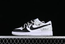 Nike Dunk Low 皮革字母 高街解构 黑灰 SB绑带低帮休闲板鞋 DV0831-101