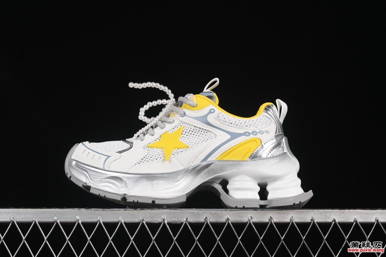 GG-CC明星同款绑带镂空老爹鞋G25X269白黄：隐形增高5cm的时尚利器